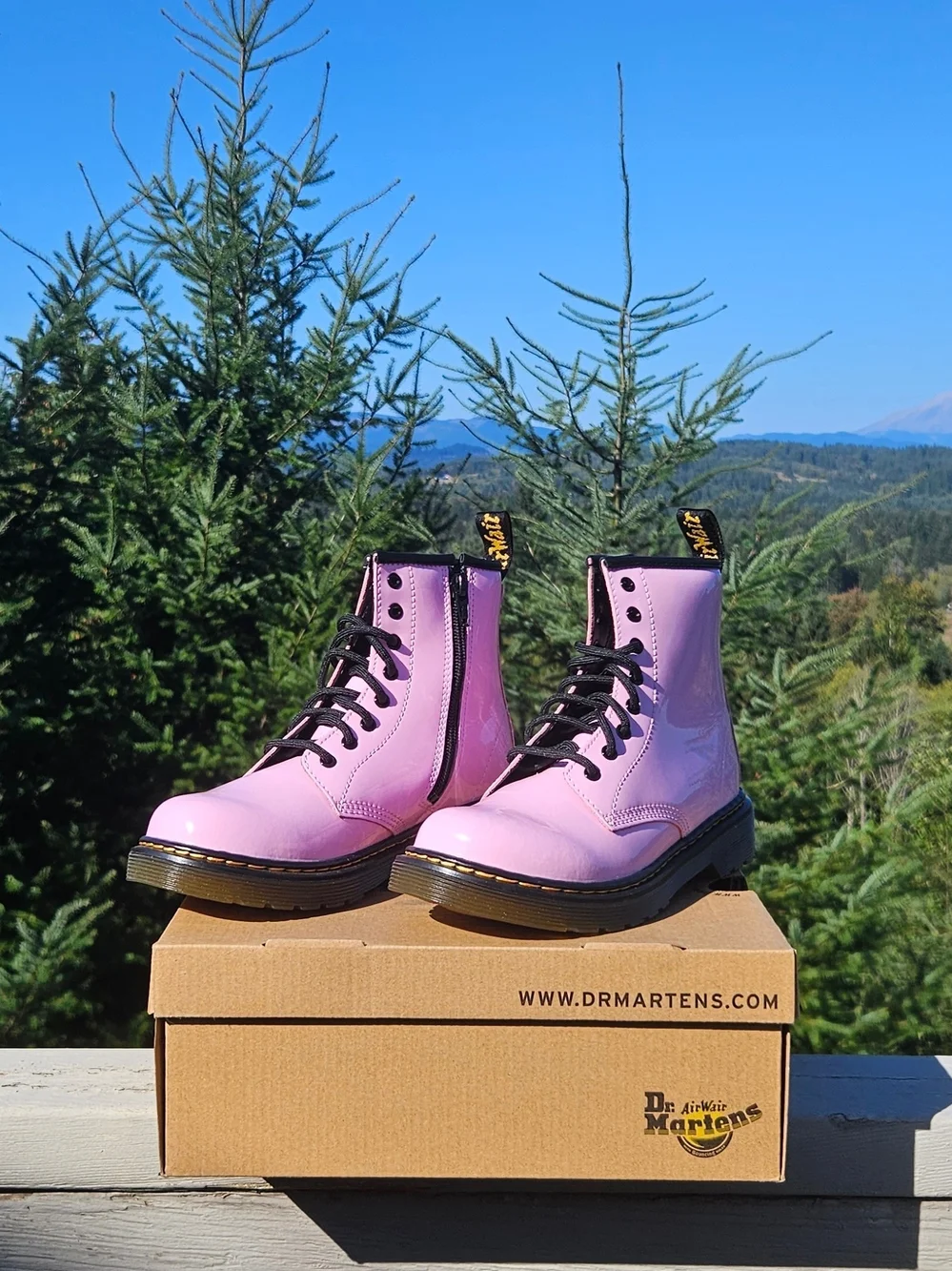 Dr. Martens 1460 J Kids Pale Pink Patent Boots UK 2 US 3-4 with Box